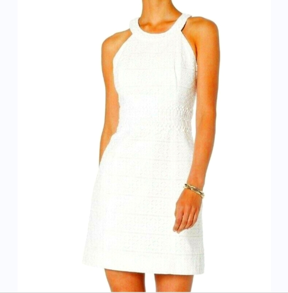 Lilly Pulitzer Ashlyn White  Eyelet & Beaded Shift Dress - Perfect Condition - Picture 3 of 8